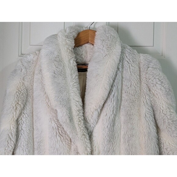 VTG Jordache Faux Fur Jacket Womens Large Cream Gray Pockets Lined Made in USA - Picture 2 of 13